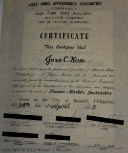 Master Certificate Joe Kam